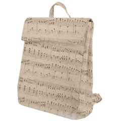 Vintage Beige Music Notes Flap Top Backpack by Loisa77