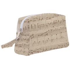 Vintage Beige Music Notes Wristlet Pouch Bag (large) by Loisa77