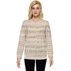 Vintage Beige Music Notes Hidden Pocket Sweatshirt