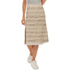 Vintage Beige Music Notes Midi Panel Skirt by Loisa77