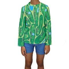 Golf Course Par Green Kids  Long Sleeve Swimwear by Loisa77