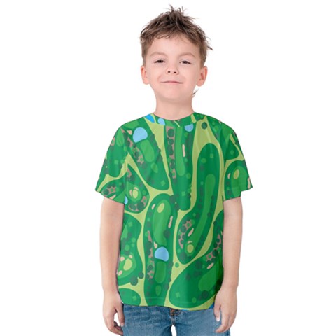 Golf Course Par Green Kids  Cotton T-shirt by Loisa77