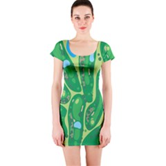 Golf Course Par Green Short Sleeve Bodycon Dress