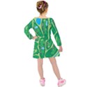 Golf Course Par Green Kids  Long Sleeve Velvet Dress View2