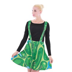 Golf Course Par Green Suspender Skater Skirt