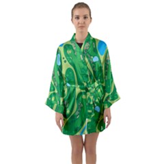 Golf Course Par Green Long Sleeve Satin Kimono by Loisa77