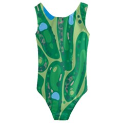 Golf Course Par Green Kids  Cut-out Back One Piece Swimsuit by Loisa77