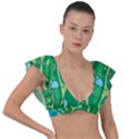 Golf Course Par Green Plunge Frill Sleeve Bikini Top View1