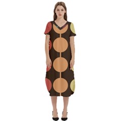 Pattern Circle Retro Design T-shirt Midi Dress With Pockets by Loisa77