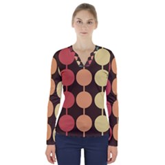 Pattern Circle Retro Design V-neck Long Sleeve Top by Loisa77