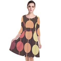 Pattern Circle Retro Design Quarter Sleeve Waist Band Dress by Loisa77