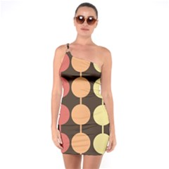 Pattern Circle Retro Design One Shoulder Ring Trim Bodycon Dress by Loisa77