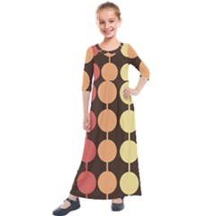 Pattern Circle Retro Design Kids  Quarter Sleeve Maxi Dress by Loisa77