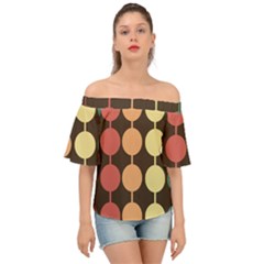 Pattern Circle Retro Design Off Shoulder Short Sleeve Top by Loisa77