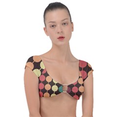 Pattern Circle Retro Design Cap Sleeve Ring Bikini Top by Loisa77