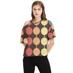 Pattern Circle Retro Design One Shoulder Cut Out T-shirt by Loisa77