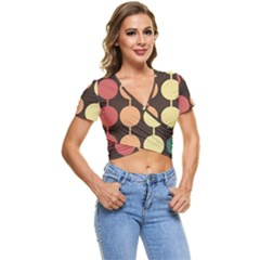 Pattern Circle Retro Design Short Sleeve Foldover T-shirt by Loisa77