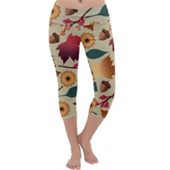 Autumn Leaves Autumn Colour Season Capri Yoga Leggings by Loisa77