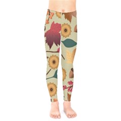 Autumn Leaves Autumn Colour Season Kids  Leggings by Loisa77