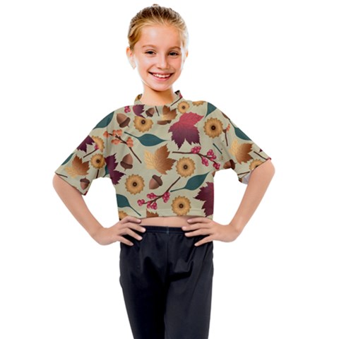 Autumn Leaves Autumn Colour Season Kids Mock Neck T-shirt by Loisa77