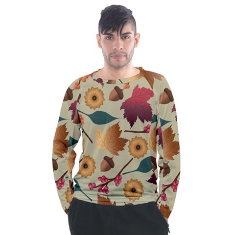 Autumn Leaves Autumn Colour Season Men s Long Sleeve Raglan T-shirt by Loisa77