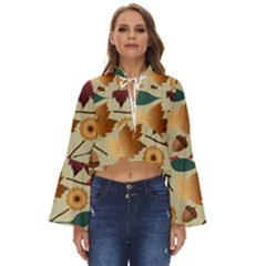 Autumn Leaves Autumn Colour Season Boho Long Bell Sleeve Top