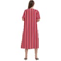 Strip Red White Pattern Women s Cotton Short Sleeve Nightgown View4