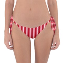 Strip Red White Pattern Reversible Bikini Bottoms by Loisa77