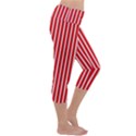 Strip Red White Pattern Capri Yoga Leggings View3