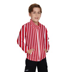 Strip Red White Pattern Kids  Windbreaker by Loisa77