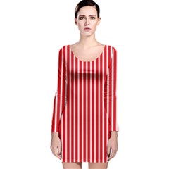 Strip Red White Pattern Long Sleeve Velvet Bodycon Dress