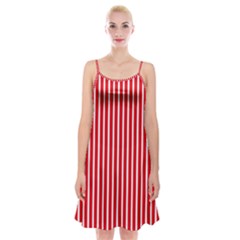 Strip Red White Pattern Spaghetti Strap Velvet Dress