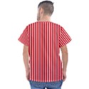 Strip Red White Pattern Men s V-Neck Scrub Top View2