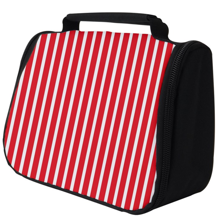 Strip Red White Pattern Full Print Travel Pouch (Big)