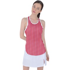 Strip Red White Pattern Racer Back Mesh Tank Top