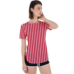 Strip Red White Pattern Perpetual Short Sleeve T-shirt by Loisa77