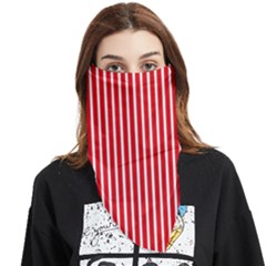 Strip Red White Pattern Face Covering Bandana (triangle) by Loisa77