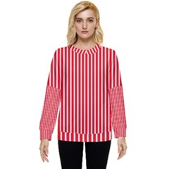 Strip Red White Pattern Hidden Pocket Sweatshirt