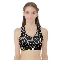 Cat Pattern Pet Drawing Eyes Sports Bra With Border by Loisa77