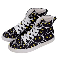 Cat Pattern Pet Drawing Eyes Men s Hi-top Skate Sneakers