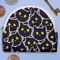 Cat Pattern Pet Drawing Eyes Horseshoe Style Canvas Pouch by Loisa77