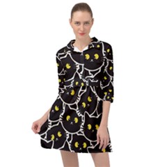 Cat Pattern Pet Drawing Eyes Mini Skater Shirt Dress by Loisa77