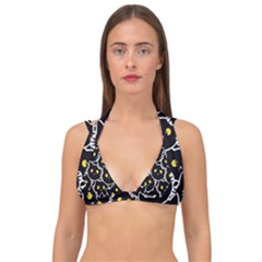 Cat Pattern Pet Drawing Eyes Double Strap Halter Bikini Top by Loisa77