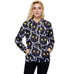 Cat Pattern Pet Drawing Eyes Women s Lightweight Drawstring Hoodie