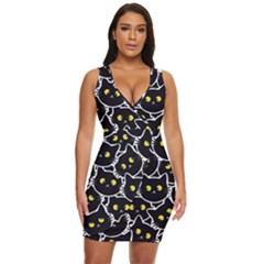 Cat Pattern Pet Drawing Eyes Draped Bodycon Dress by Loisa77