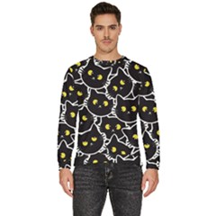 Cat Pattern Pet Drawing Eyes Men s Fleece Sweatshirt by Loisa77