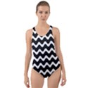 Wave Pattern Wavy Halftone Cut-Out Back One Piece Swimsuit View1