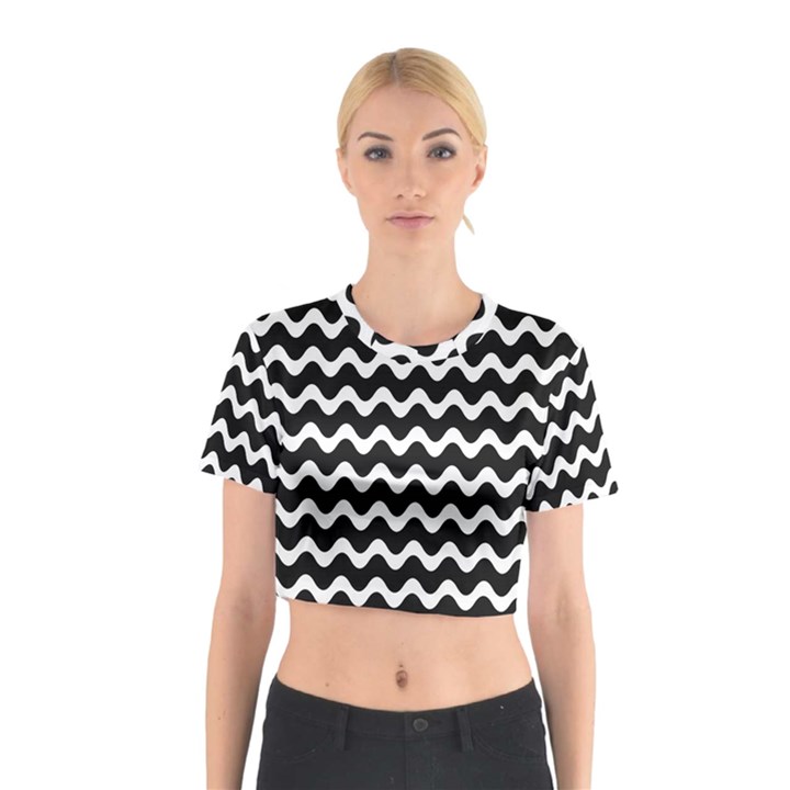 Wave Pattern Wavy Halftone Cotton Crop Top