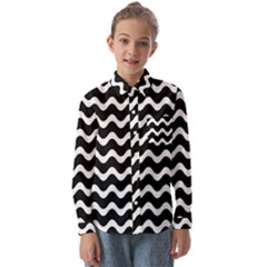 Wave Pattern Wavy Halftone Kids  Long Sleeve Shirt by Loisa77