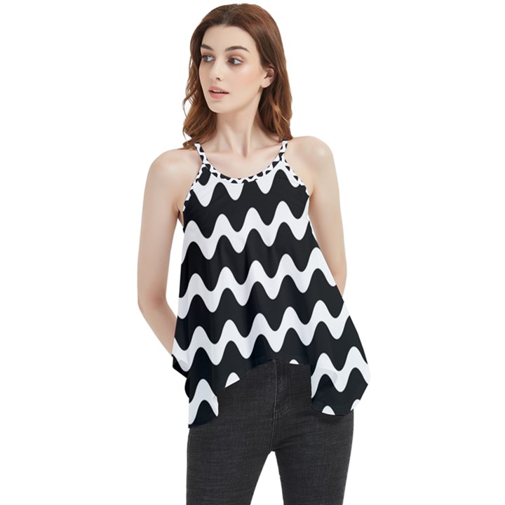 Wave Pattern Wavy Halftone Flowy Camisole Tank Top